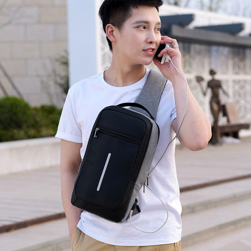 Anti-theft USB charging chest bag