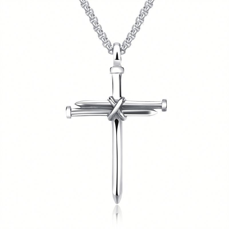 Men's Iron Nail Cross Pendant Necklace