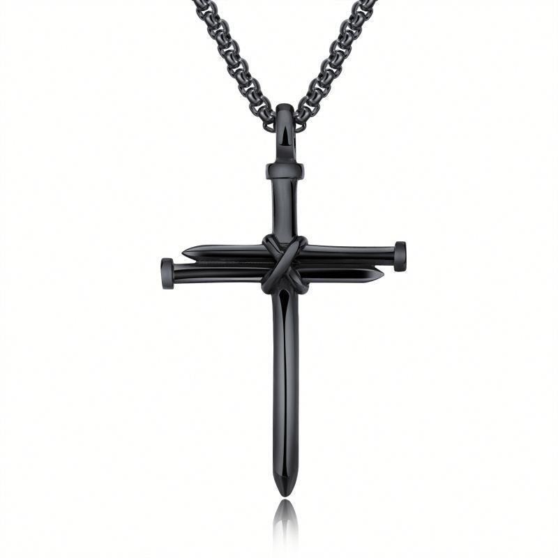 Men's Iron Nail Cross Pendant Necklace