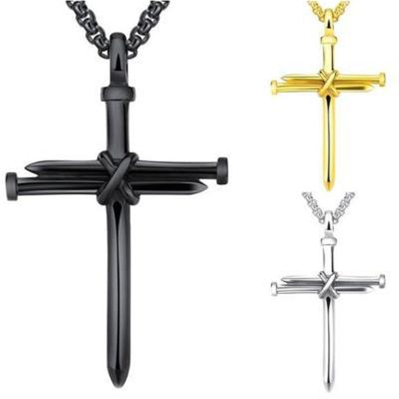 Men's Iron Nail Cross Pendant Necklace