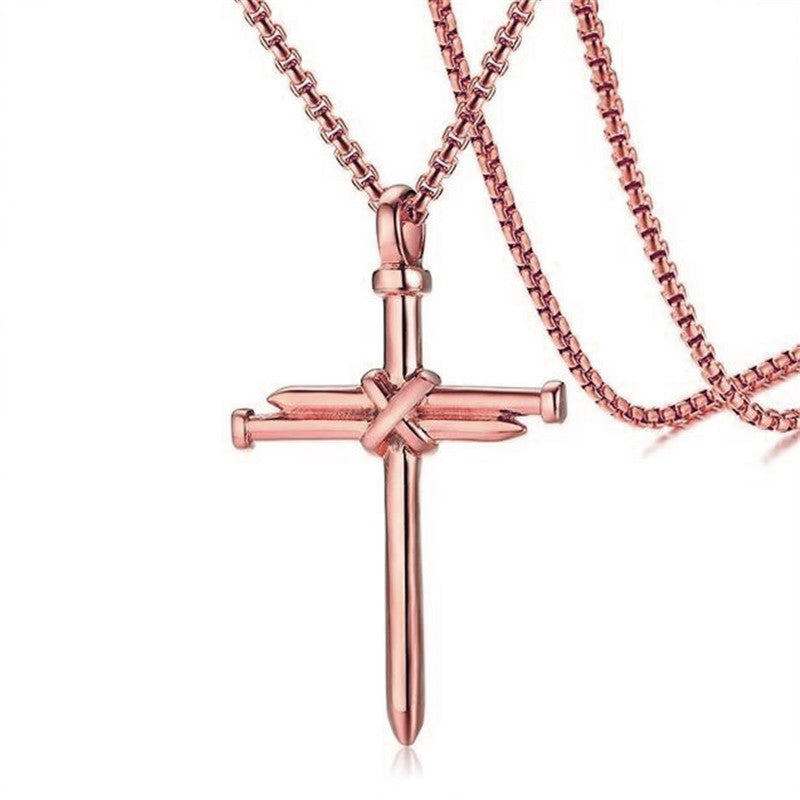 Men's Iron Nail Cross Pendant Necklace