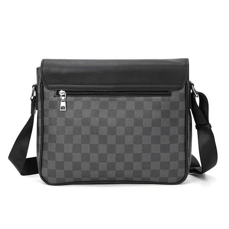 Mens Shoulder Bag Leather Plaid