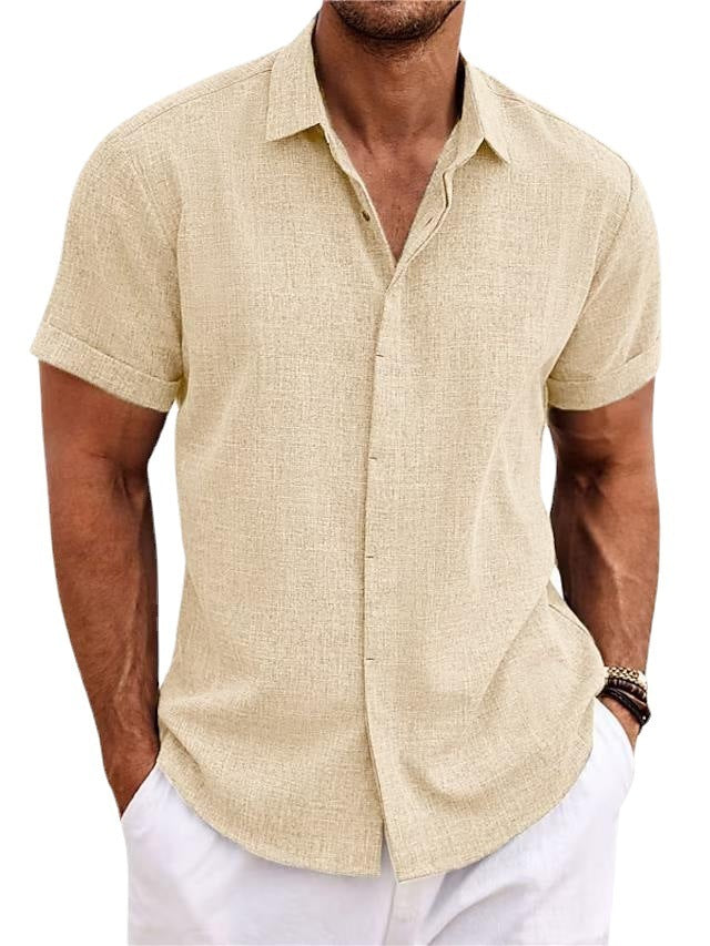 Men's Solid Color Loose Linen Shirt