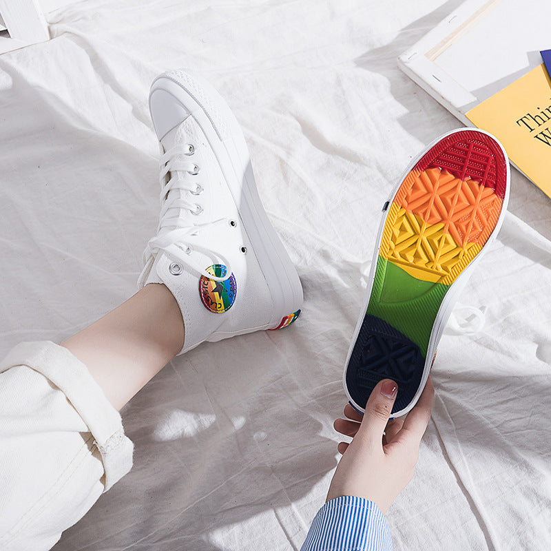 High-Top Rainbow Canvas Shoes