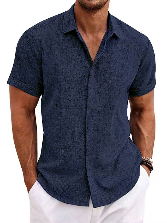 Men's Solid Color Loose Linen Shirt