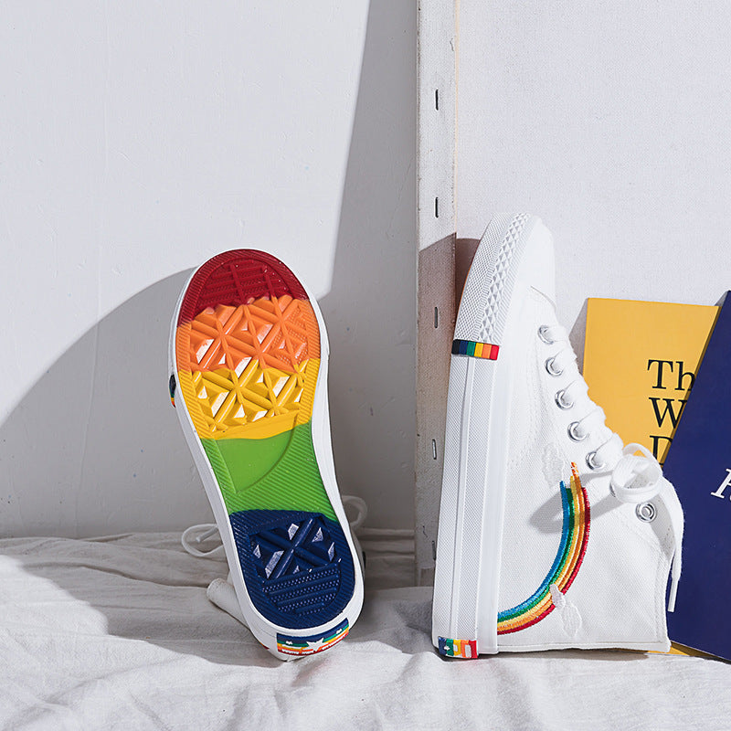 High-Top Rainbow Canvas Shoes