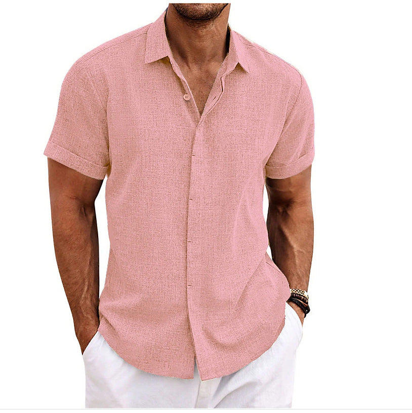 Men's Solid Color Loose Linen Shirt