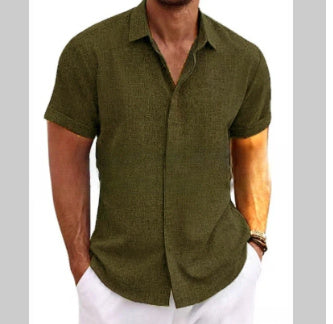 Men's Solid Color Loose Linen Shirt