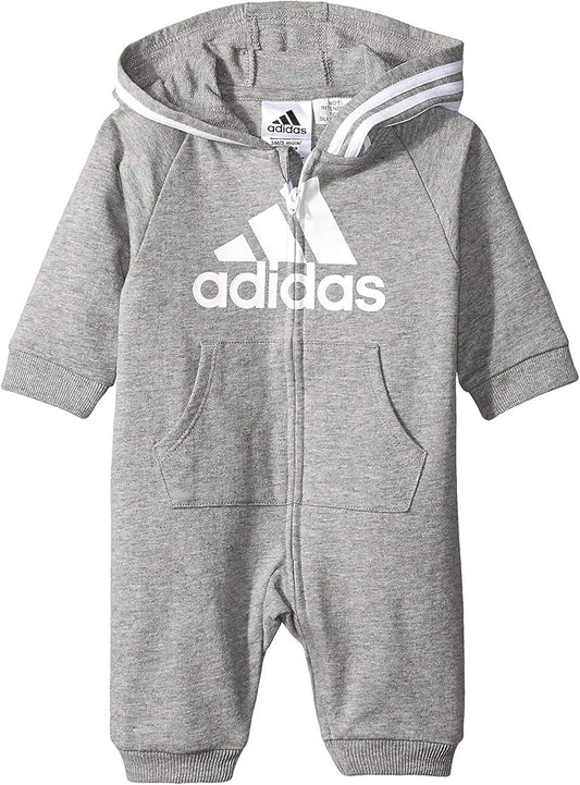 Adidas long sleeve zip up one piece for babies boy