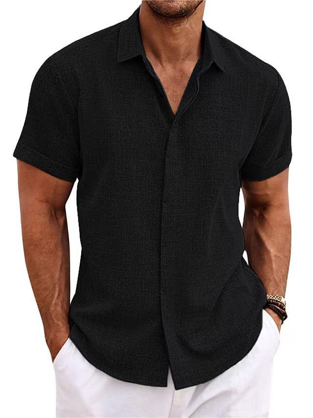 Men's Solid Color Loose Linen Shirt