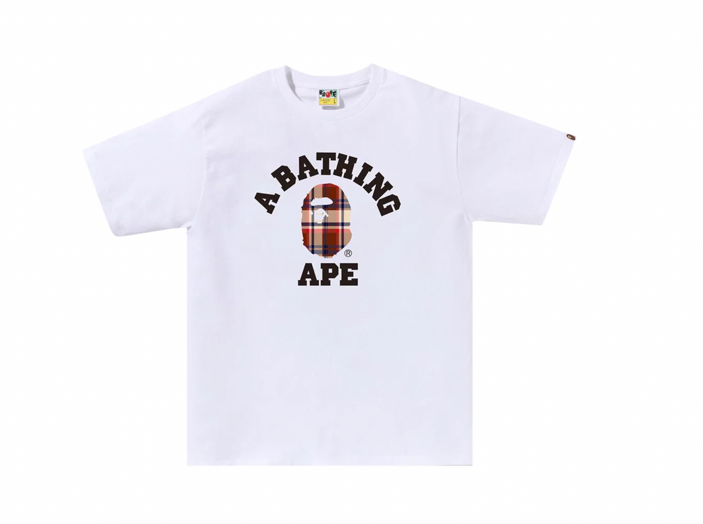 BAPE Check College Tee ‘White/Red’