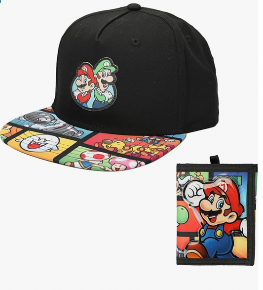 Super Mario Bros Friends & Foes Youth Baseball Cap & Wallet Set