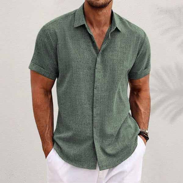 Men's Solid Color Loose Linen Shirt