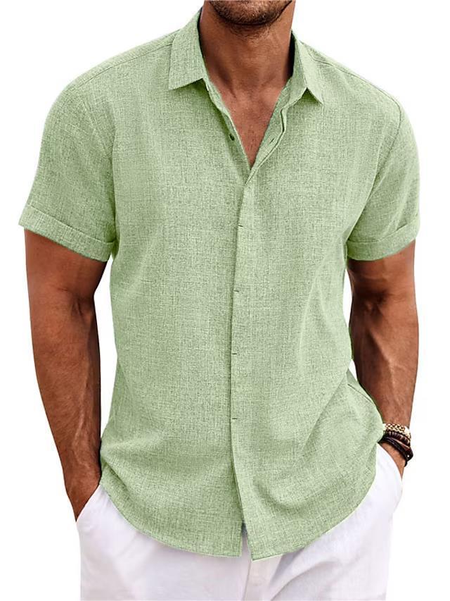 Men's Solid Color Loose Linen Shirt