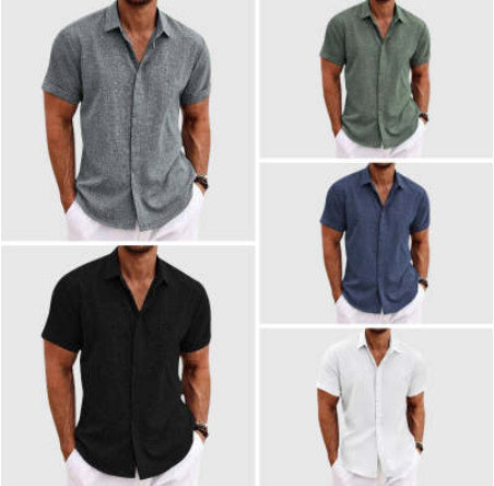 Men's Solid Color Loose Linen Shirt