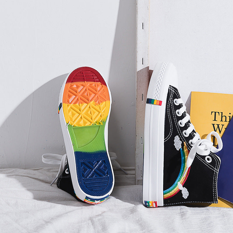 High-Top Rainbow Canvas Shoes